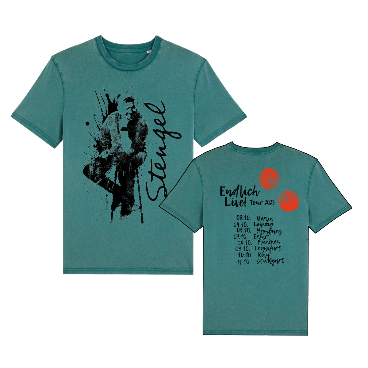 Georg Stengel Herren T-Shirt 'Endlich Live!', grün